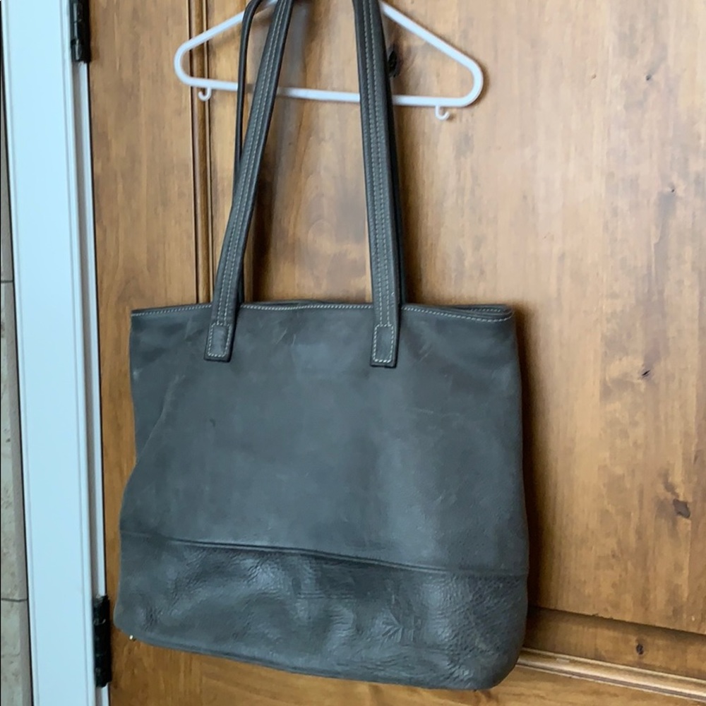 Freshly picked grey leather tote.